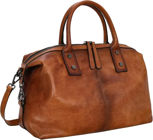 Miniatura 9 de Iswee - Bolso de hombro de cuero genuino, bolso tote con diseño de morral, con asa superior, bolso de gran capacidad, bolso cruzado