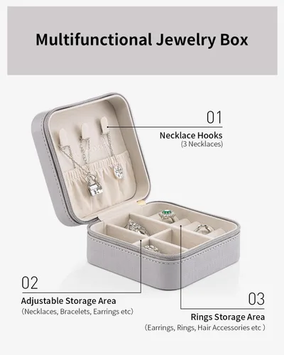 Miniatura 51 de Vlando Regalos de boda – Organizador de viaje de joyería pequeña de piel sintética, estuche de viaje para anillo, mini joyero para aretes, collar