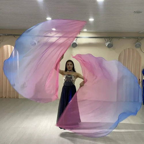 Miniatura 13 de 2 juegos de banderas de danza metálicas semicirculares con forma de alas de ángel de adoración de 55 x 78 pulgadas con varillas escalables