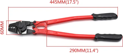 Miniatura 5 de Herramienta de prensado de estampación de swager de mano de 14" para cable de cuerda de alambre 1/16" 3/32" 1/8" [P/N: ET-TOOL030-14-RED]