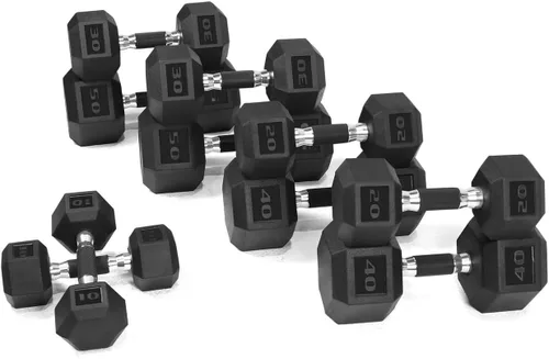 Miniatura 20 de WF Athletic Supply - Mancuernas hexagonales con agarre de goma y mango contorneado para tonificar músculos y fortalecer y entrenar de todo el cuerpo