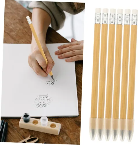 Miniatura 3 de Operitacx Juego de lápices de bambú eterno, lápiz de escritura sin tinta para dibujo, boceto, pintura, no requiere afilado