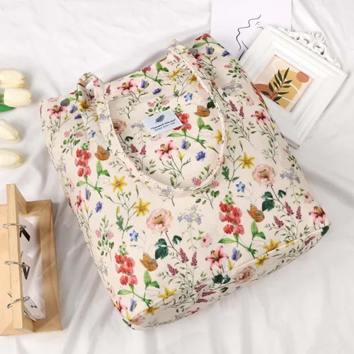 Miniatura 160 de Ayieyill - Bolsa de pana para mujer y niña, con correa de lona para colgar al hombro, bolsa con bolsillo