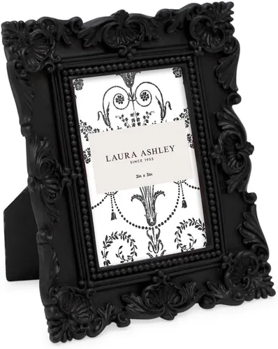 Miniatura 31 de Laura Ashley - Marco de fotos de 5 x 7 pulgadas, de resina texturizada y elaborada a mano, con caballete y gancho para mesa y pared, con diseño Negro