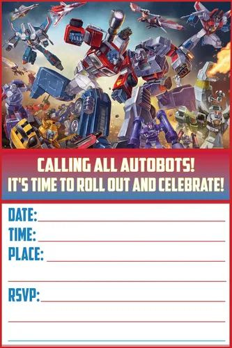 20 invitaciones y sobres dinámicos de cumpleaños de Robot Hero Adventure - Invitaciones de fiesta de feliz cumpleaños para niños, 6 x 4 pulgadas,