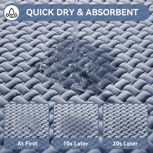 Miniatura 4 de YDKGL Alfombras de baño antideslizantes, superabsorbentes, de secado rápido, para baño, textura de tejido de espuma, alfombras de baño delgadas