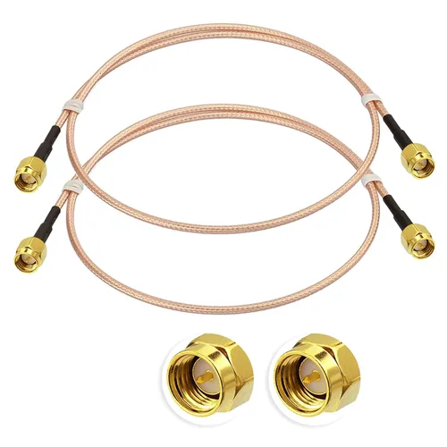 Miniatura 6 de Superbat Paquete de 2 extensiones de cable SMA, macho SMA a macho SMA macho conector de ángulo recto RG316 puente coaxial, 12 pulgadas