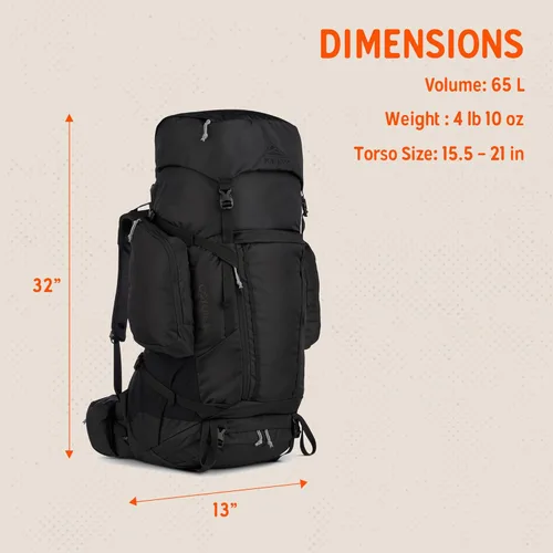 Miniatura 3 de Kelty Coyote - Mochila de 60 a 105 litros, para hombre y mujer (actualización 2020) - Mochila de senderismo, mochilero, mochila de viaje, Negro