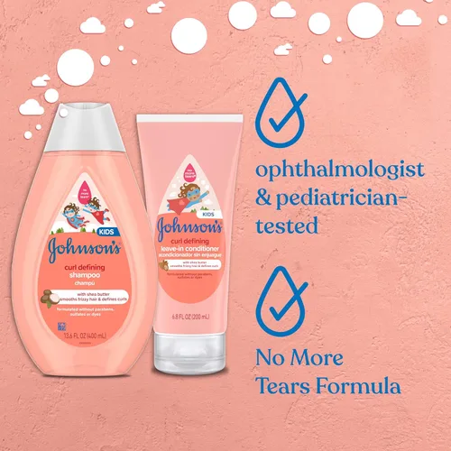 Miniatura 3 de Johnson's - Champú definidor de rizos para niños con manteca de karité, limpia, suaviza el encrespamiento y define ondas y rizos durante 24 horas