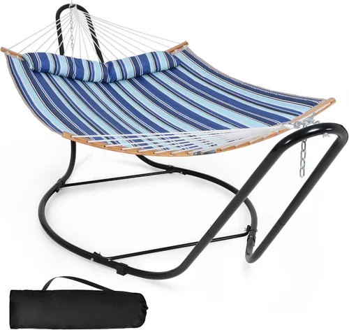 SUNCREAT Hamacas Hamaca Portátil para Exteriores con Soporte, Capacidad de 475 libras, Hamaca Doble Resistente con Soporte Incluido, Patente