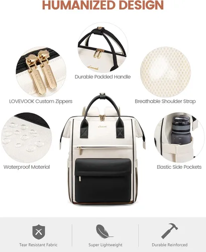 Miniatura 5 de LOVEVOOK Mochila para laptop para mujeres, Mochila bolso, Mochila de viaje de gran capacidad, Bolsa de enfermera, Bolsa para laptop para mujeres