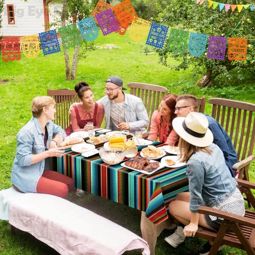 Miniatura 8 de Mantel de plástico desechable para fiesta mexicana, 2 piezas, para decoración de fiesta de cumpleaños, mantel de mesa de México, suministros