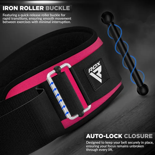 Miniatura 2 de RDX Cinturón de levantamiento de pesas para mujer de 6.5 pulgadas, soporte lumbar acolchado curvado para la espalda, entrenamiento de fuerza física