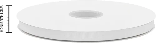 Miniatura 3 de Cinta blanca de grogrén de 3/8 pulgadas x 100 yardas para envolver regalos, muy adecuada para decoración de bodas, ramos, manualidades, costura
