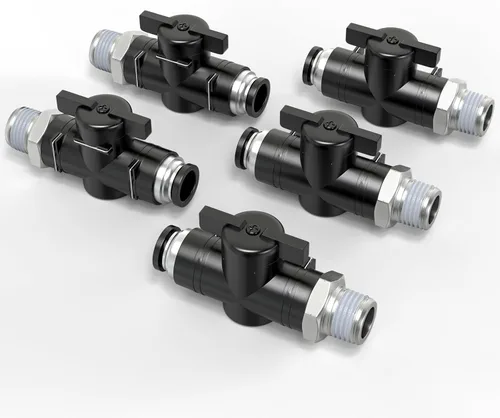 Miniatura 15 de TAILONZ PNEUMATIC BVU-1/4 OD válvula de bola de control de flujo de aire válvula de empuje para conectar el accesorio (paquete de 5)