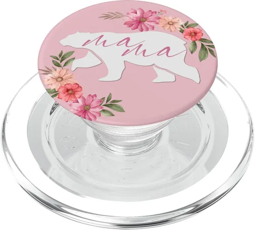 Miniatura 7 de Aesthetic Flowers Mama Bear Pink Background PopSockets PopGrip intercambiable