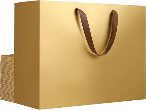 Miniatura 30 de EUSOAR Bolsas de regalo grandes negras, paquete de 12 bolsas de papel de compras de 16 x 6 x 12 pulgadas con asas, bolsa de mercancía de papel kraft