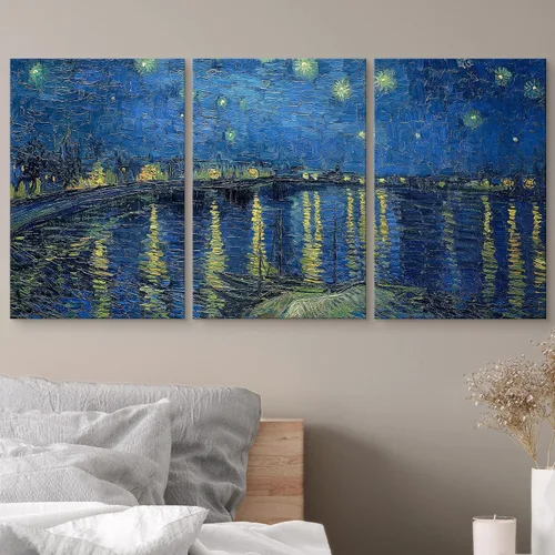 Miniatura 3 de Lienzo decorativo para pared - cuadro con estampado Giclée para decoración del hogar Noche estrellada sobre el Ródano