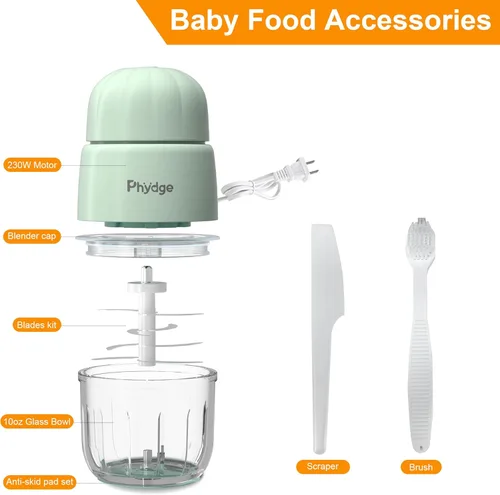 Miniatura 7 de Fabricante de Comida para Bebés, Licuadora Verde de Comida para Bebés, Fabricante de Puré de Comida para Bebés de 10 oz, Procesador de Alimentos