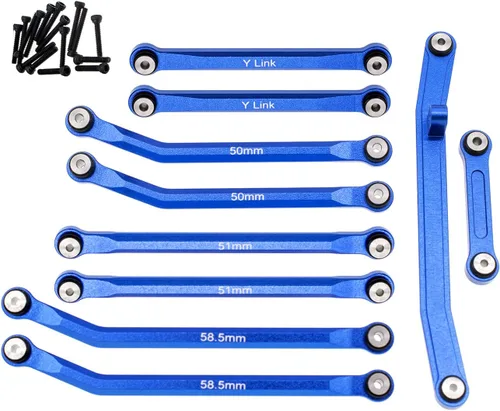 Miniatura 2 de Juego de Eslabones de Alta Limpieza para Barra de Dirección de Conexión de Eslabones para AXIAL 1/24 SCX24 AXI00001 C10 AXI00002 Wrangler JLU Azul