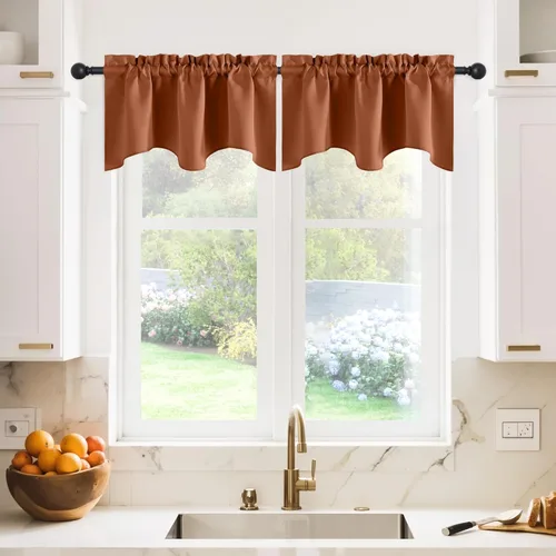 Miniatura 8 de NICETOWN Cenefa de ventana para dormitorio, ahorro de energía, bolsillo para barra, cenefa festoneada corta para ventana pequeña para lavandería