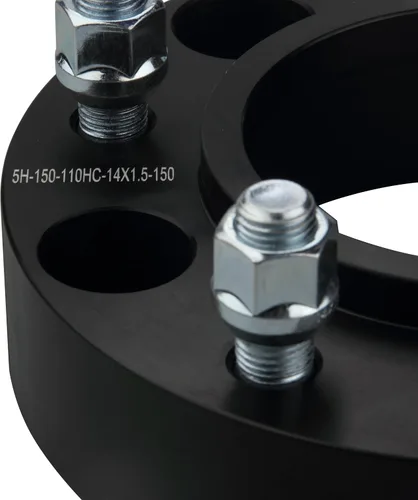 Miniatura 8 de 4 espaciadores de rueda centrales negros 5x150 de 1.25 pulgadas con pernos de 14 x 1.5 compatibles con Toyota 5 Lug para Tundra 2007-2021 Land