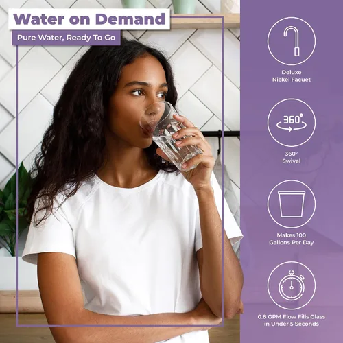Miniatura 6 de s Sistema de filtración de agua de ósmosis inversa, bajo el fregadero 6 etapas ALK pH+ Remineralización RO sistema de filtro de agua, sin bomba