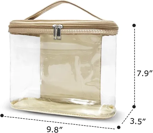 Miniatura 8 de Bolsa de cosméticos, estuche portátil transparente para artículos de tocador, bolsa de maquillaje de PVC transparente, organizador de almacenamiento