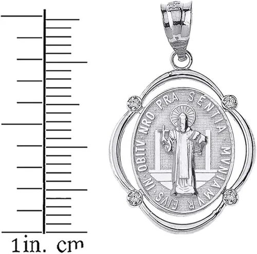 Miniatura 2 de Saint Collection - Colgante de diamantes de Medalla de San Benito San Benito y San Benito