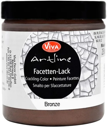 Viva Decor Pintura FACET (bronce, 8,45 fl oz) 8.5 fl oz – Pintura crackle a base de agua para efectos vintage y antiguos, opciones de color