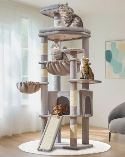 Miniatura 10 de Taoqimiao Árbol para gatos de 72 pulgadas para gatos grandes, torre alta de varios niveles, condominio ampliado para gatos con tabla de rascar