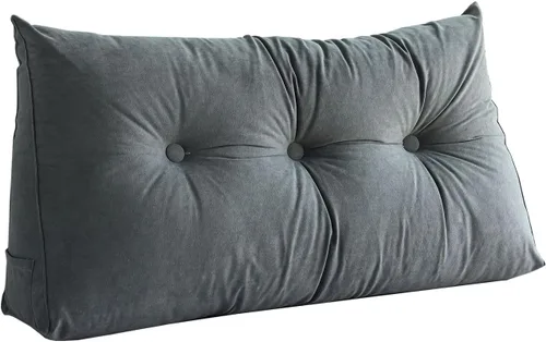 Miniatura 10 de Almohada de cuña para cabecera para dormir, almohadas de descanso de espalda con funda extraíble, almohada de lectura triangular para sentarse