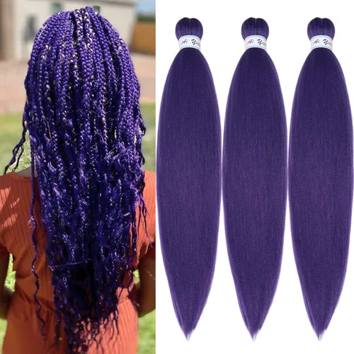 Miniatura 59 de Cabello para Trenzar Naranja Jengibre Pre-Estirado Kanekalo Cabello para Trenzar Pre-estirado 26 pulgadas Extensiones de Cabello Sintético