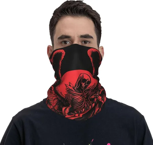 Miniatura 2 de HERRECX grim reaper skull angel demon skeleton red Neck Gaiter Face Cover Scarf Balaclava Bandana for Women Men Gaiter Mask for Motorcycle Cycling