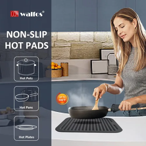Miniatura 5 de Walfos Salvamanteles para platos calientes, soportes multiusos de silicona para ollas, almohadillas térmicas para ollas y sartenes calientes