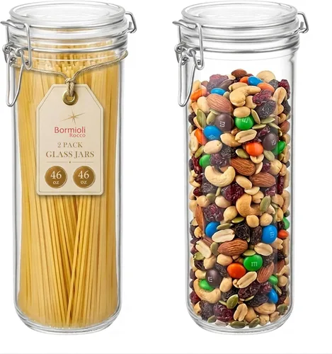 Miniatura 9 de Bormioli Rocco Fido Cylinder - Tarro hermético de vidrio de 25.25 onzas (juego de 2) – sin BPA, apto para lavavajillas y microondas – recipiente