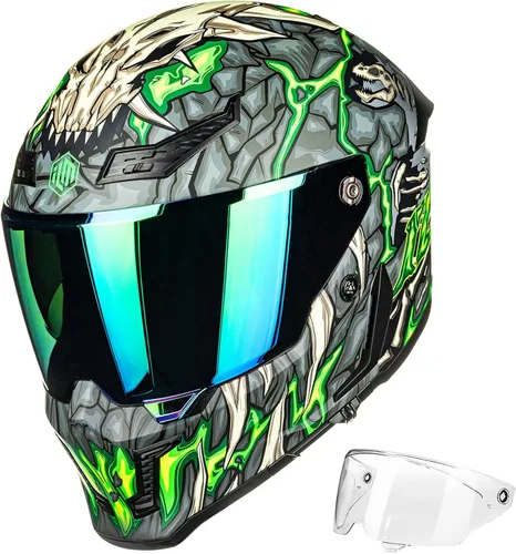 Miniatura 11 de ILM Cascos para Motocicleta para Adultos Hombres Mujeres Casco Integral DOT ECE con Visor Dual para Carreras en Calle con Pinlock Modelo MF509