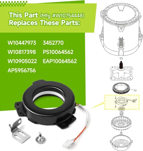 Miniatura 5 de W10754448 Embrague de lavadora compatible con Whirlpool Maytag Kenmore Crosley, pieza de repuesto W10447973 W10817398 W10905022 AP5956756 3452770