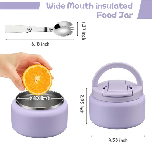 Miniatura 7 de BABHAMNESS Termo de sopa de 13.5 onzas para comida caliente para niños, tarro de comida aislado al vacío con tapa de hebilla, boca ancha, a prueba