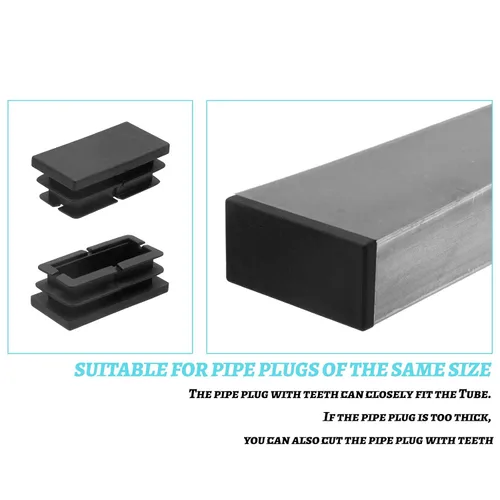 Miniatura 4 de Piutouyar Tapas rectangulares de tubo, inserto de enchufe de plástico, tapa de extremo negra para inserto de orificio de tubo, vallas, protección