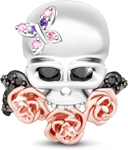 GNOCE Skull Charms for Bracelet 925 Sterling Silver Halloween Charms for Women Girls Wife Daughter Christmas Gift