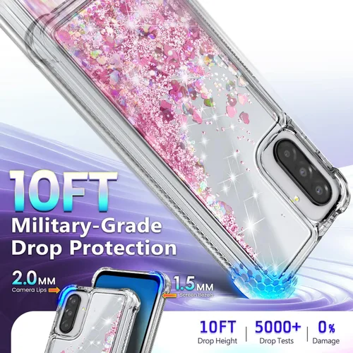 Miniatura 274 de NGB - Funda de teléfono diseñada para Samsung Galaxy S9+ Plus, morado/azul, con purpurina líquida para mujeres y niñas, con protector de pantalla