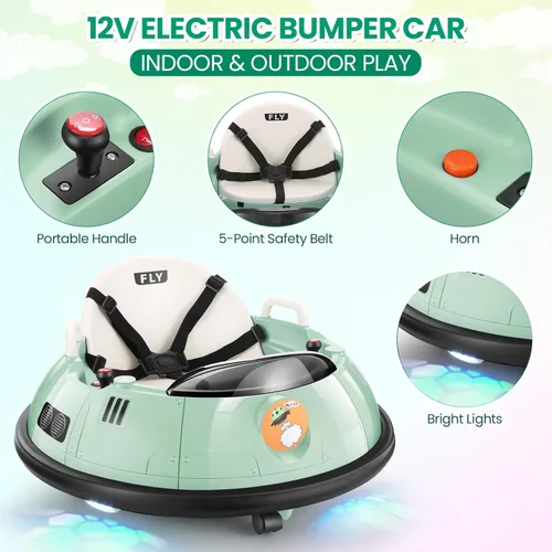 Miniatura 7 de Hikole Coche de Choque para Bebé con Control Remoto, Coche de Choque Montable de 12V Alimentado por Batería para Niños Pequeños con 3 Velocidades