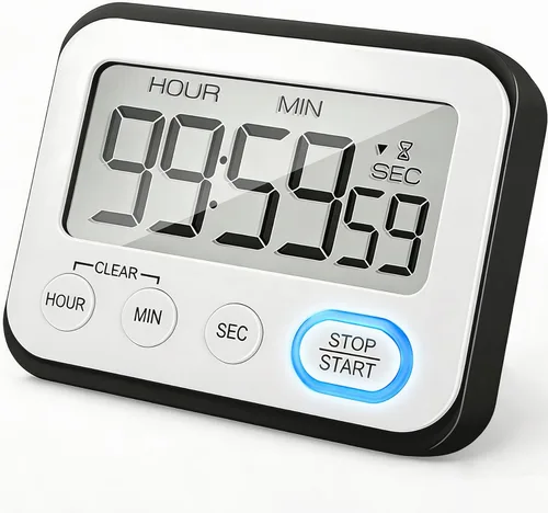 Temporizador de cocina digital magnético con alarma potente, pantalla LCD grande silenciosa/con pitido, multifunción para maestros, aula, niños,
