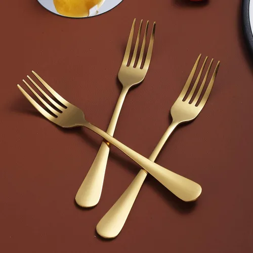Miniatura 9 de Berglander - Juego de 4 tenedores dorados chapados en oro de titanio de acero inoxidable de 7.9 pulgadas, tenedores y cucharas, cubiertos