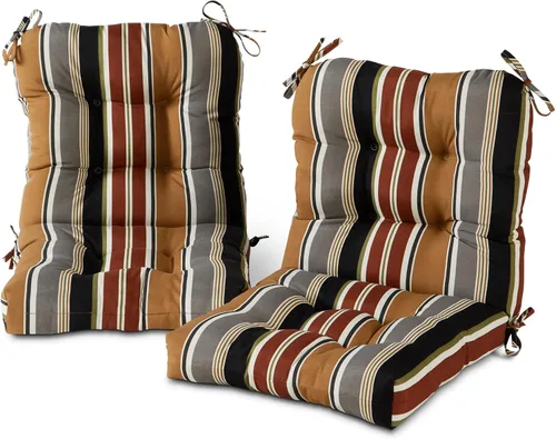 Miniatura 42 de Cojines para silla de exterior con bisagras, diseño de una sola pieza, cojín reversible para asiento y respaldo de patio con lazos, tela