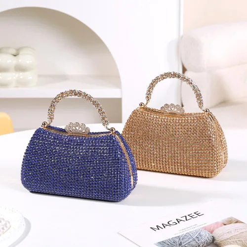 Miniatura 3 de Dreubea Bolso de mano hermoso para mujer, bolso de mano de moda brillante con diamantes de imitación