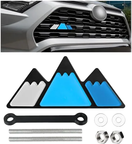 Emblema de rejilla tricolor para automóvil, calcomanía de decoración de montaña de nieve para automóvil, calcomanía triangular, accesorios de