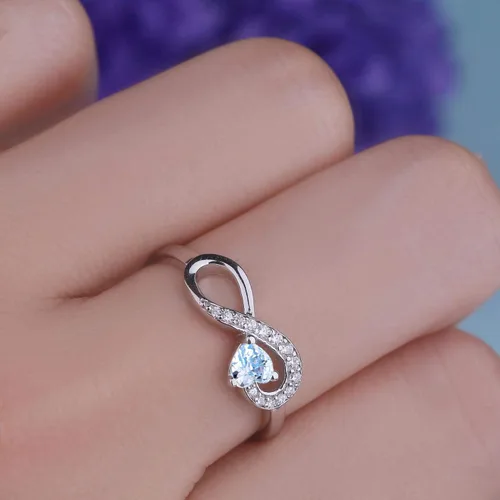 Miniatura 47 de Anillo Jo Wisdomo de compromiso. de plata esterlina, con corazón e infinito, anillo de amistad, para ella