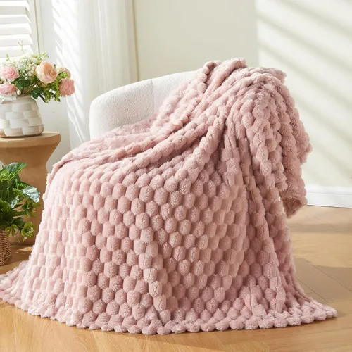 Miniatura 33 de NEWCOSPLAY Manta de Tiro Súper Suave Aqua Franela Sedosa Premium Forro Polar Jacquard Acanalado 3D Ligero Manta de Cama Uso en Todas las Estaciones